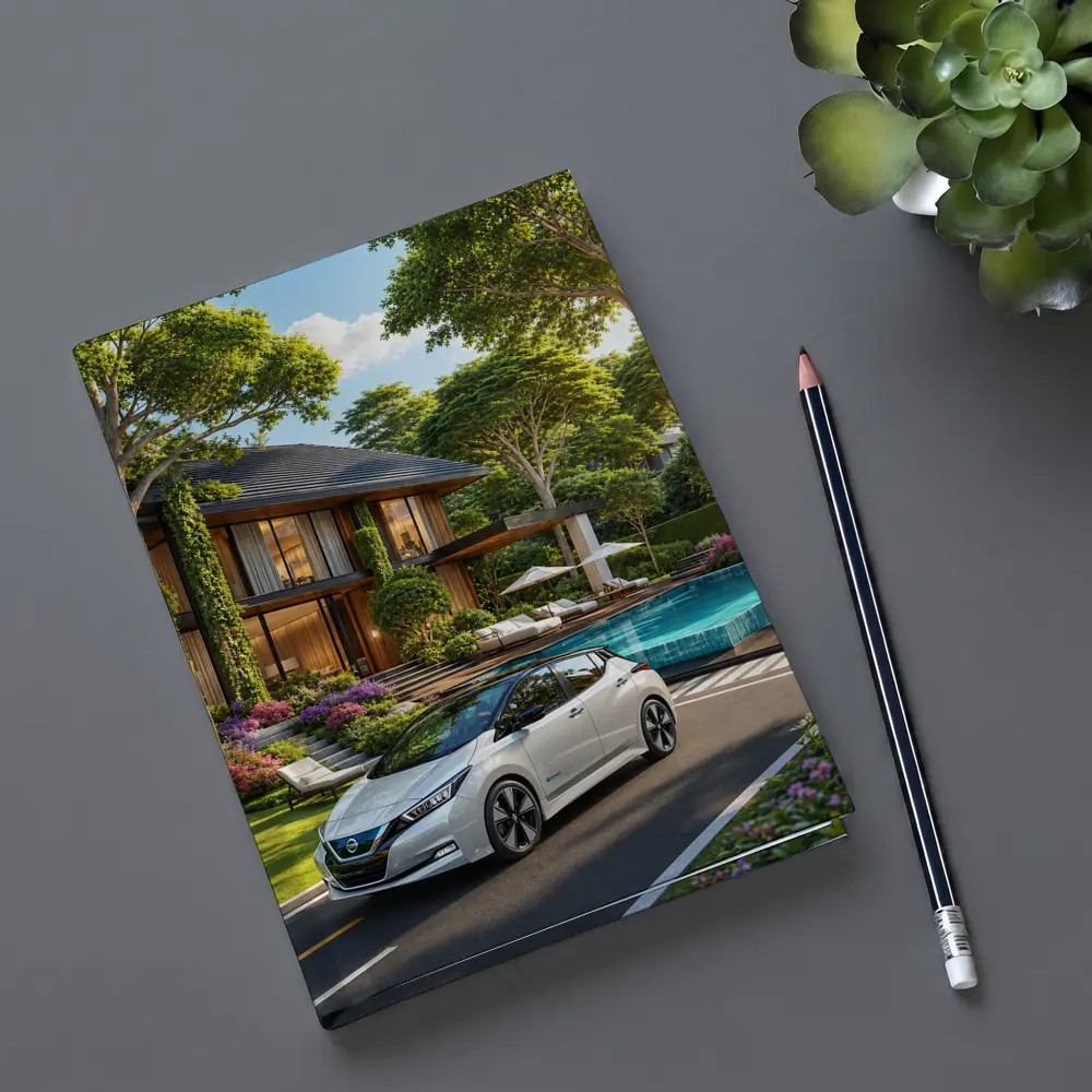 Nissan Leaf White Car Luxury Villa Pool – Notebooks