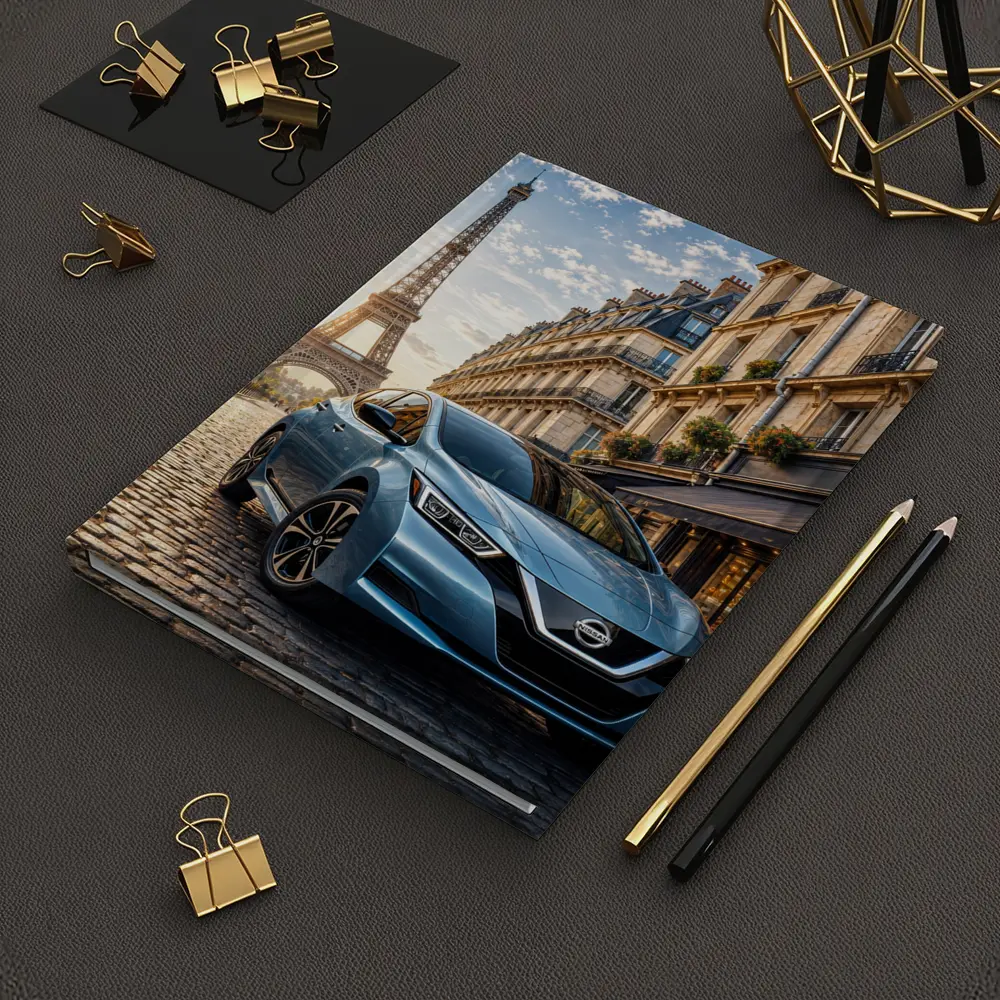 Nissan Leaf Blue Hatchback Paris Streets – Notebooks