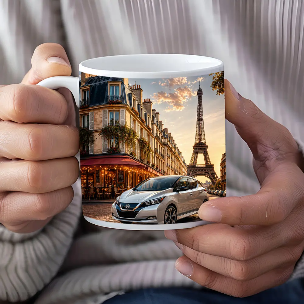 Nissan Leaf Parked Near Eiffel Tower Paris – Mugs