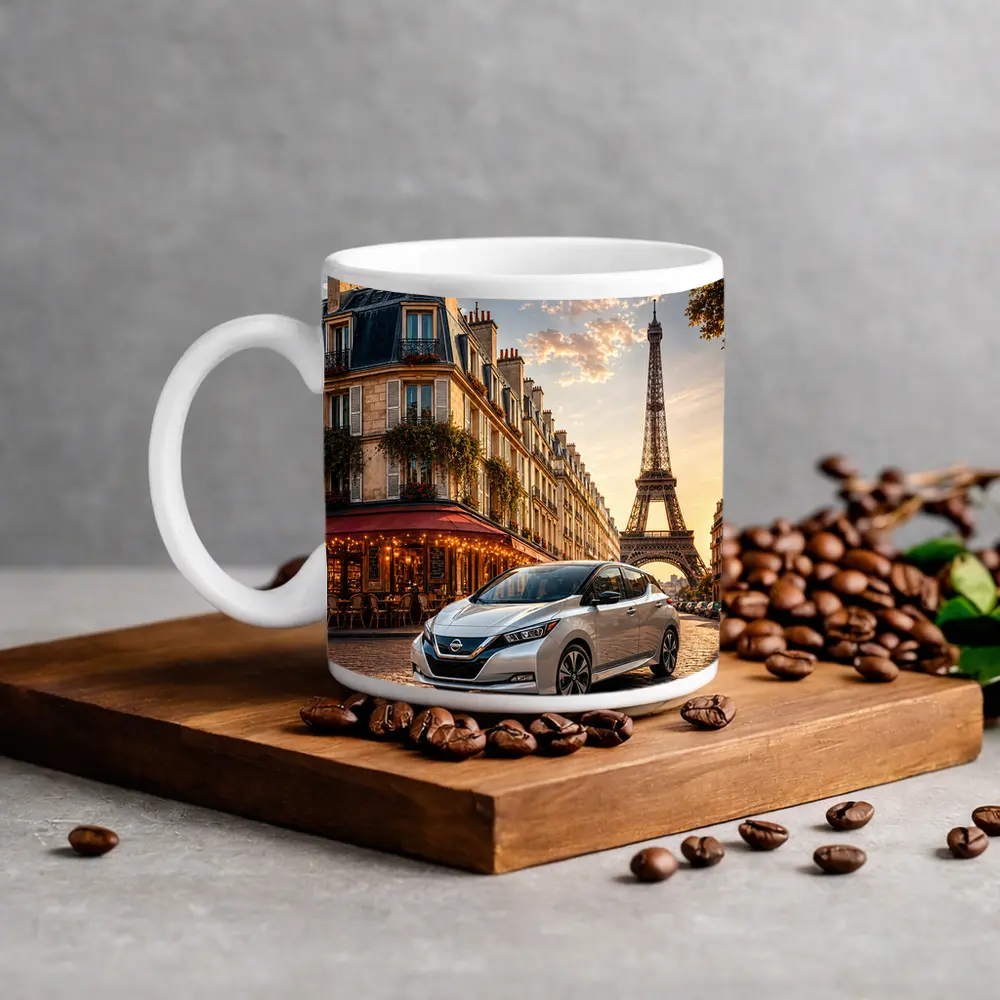 Nissan Leaf Parked Near Eiffel Tower Paris – Mugs