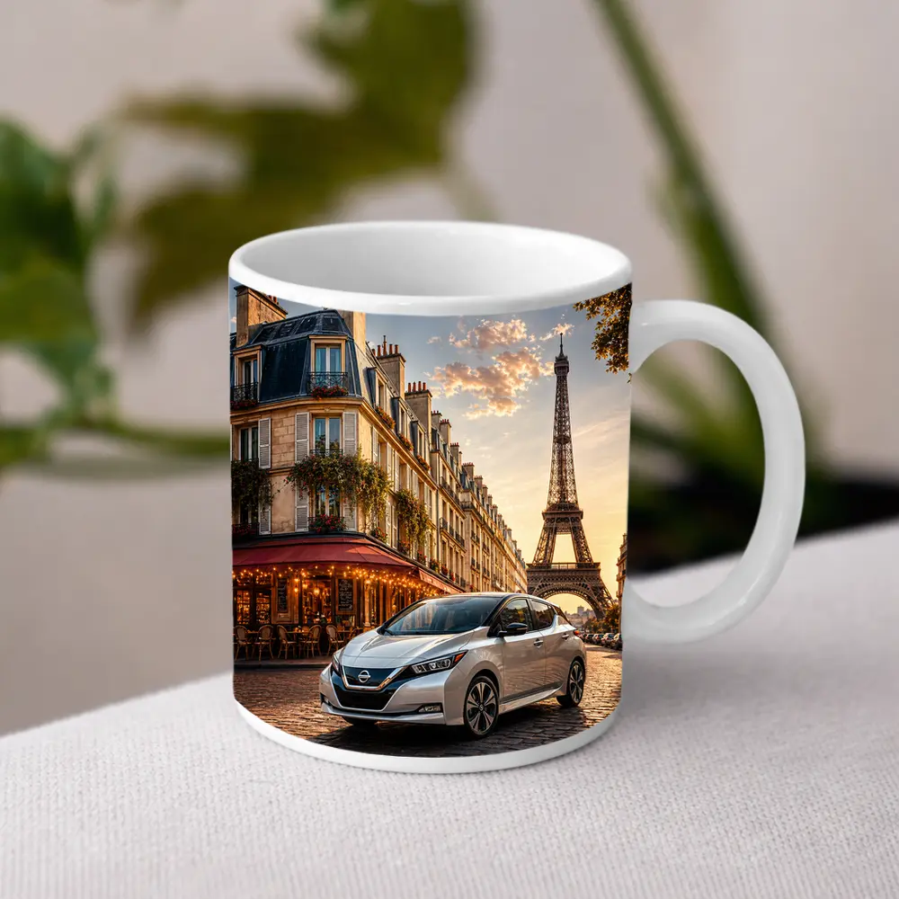 Nissan Leaf Parked Near Eiffel Tower Paris – Mugs
