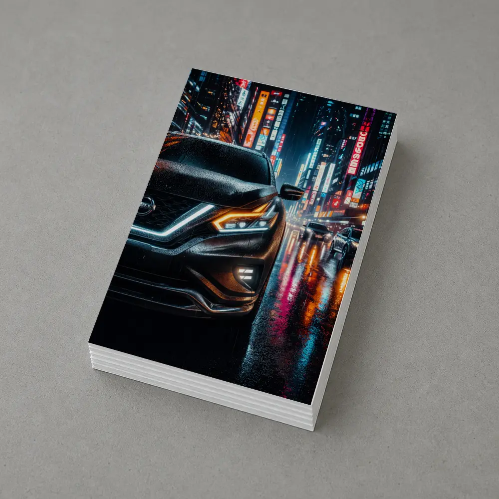 Nissan Murano Rainy Neon City Night – Postcards