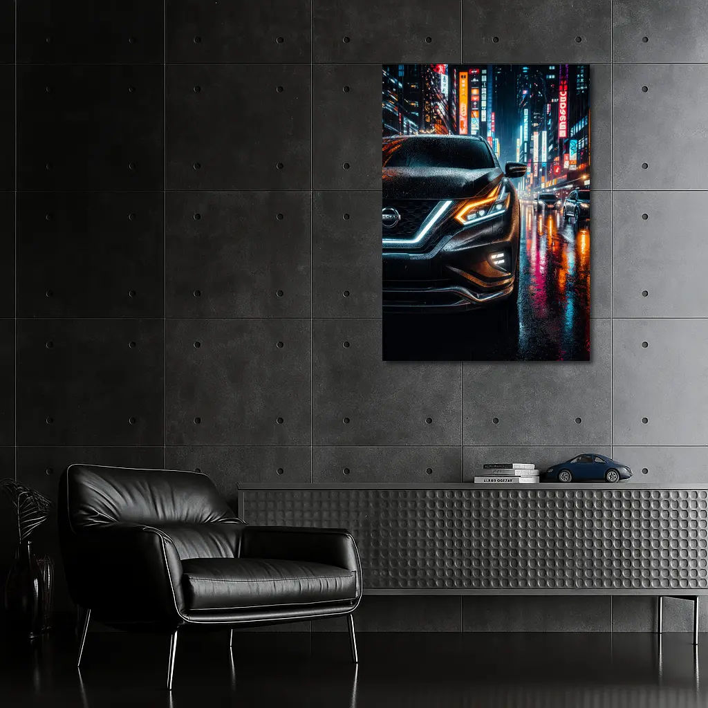 Nissan Murano Rainy Neon City Night – Wall Art