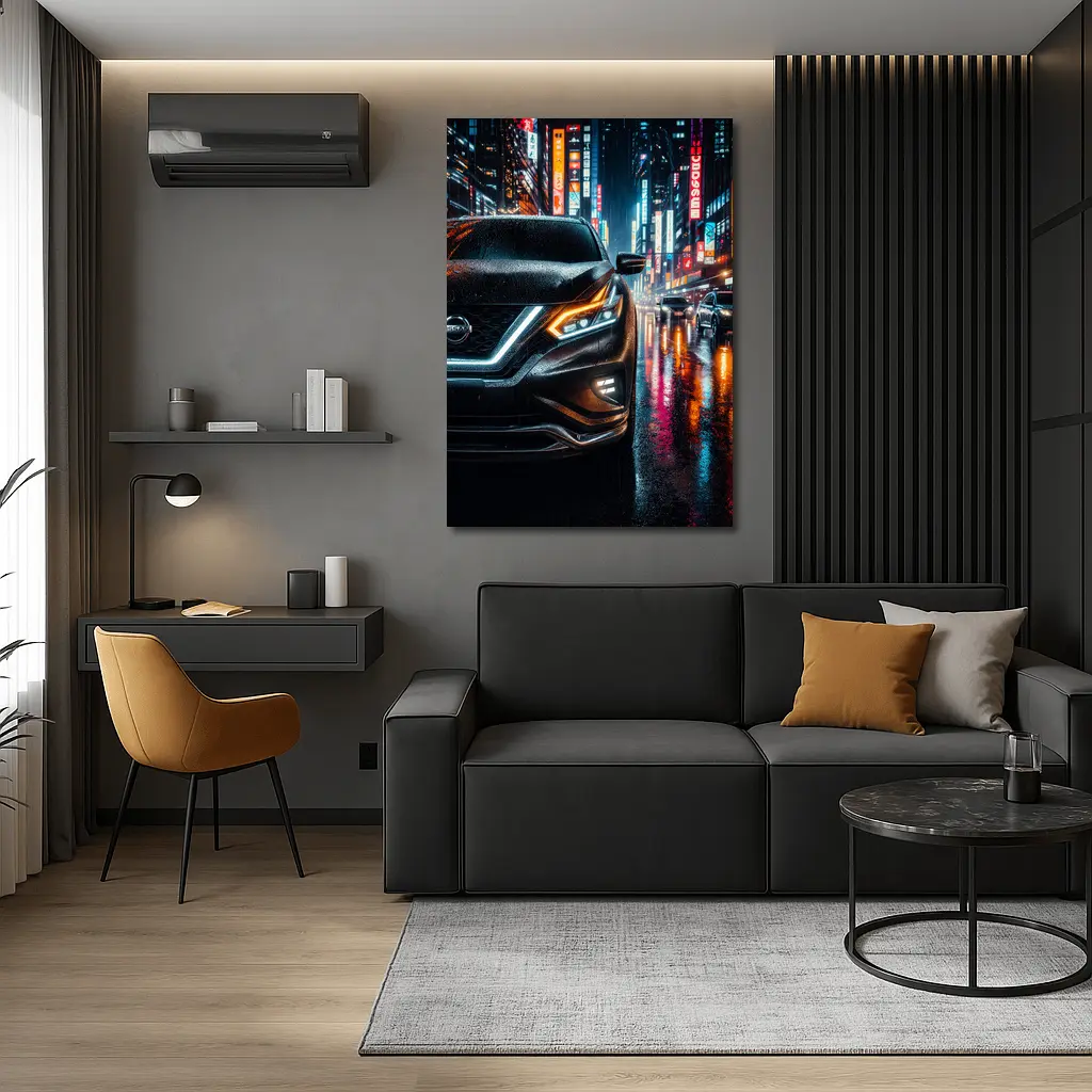 Nissan Murano Rainy Neon City Night – Wall Art