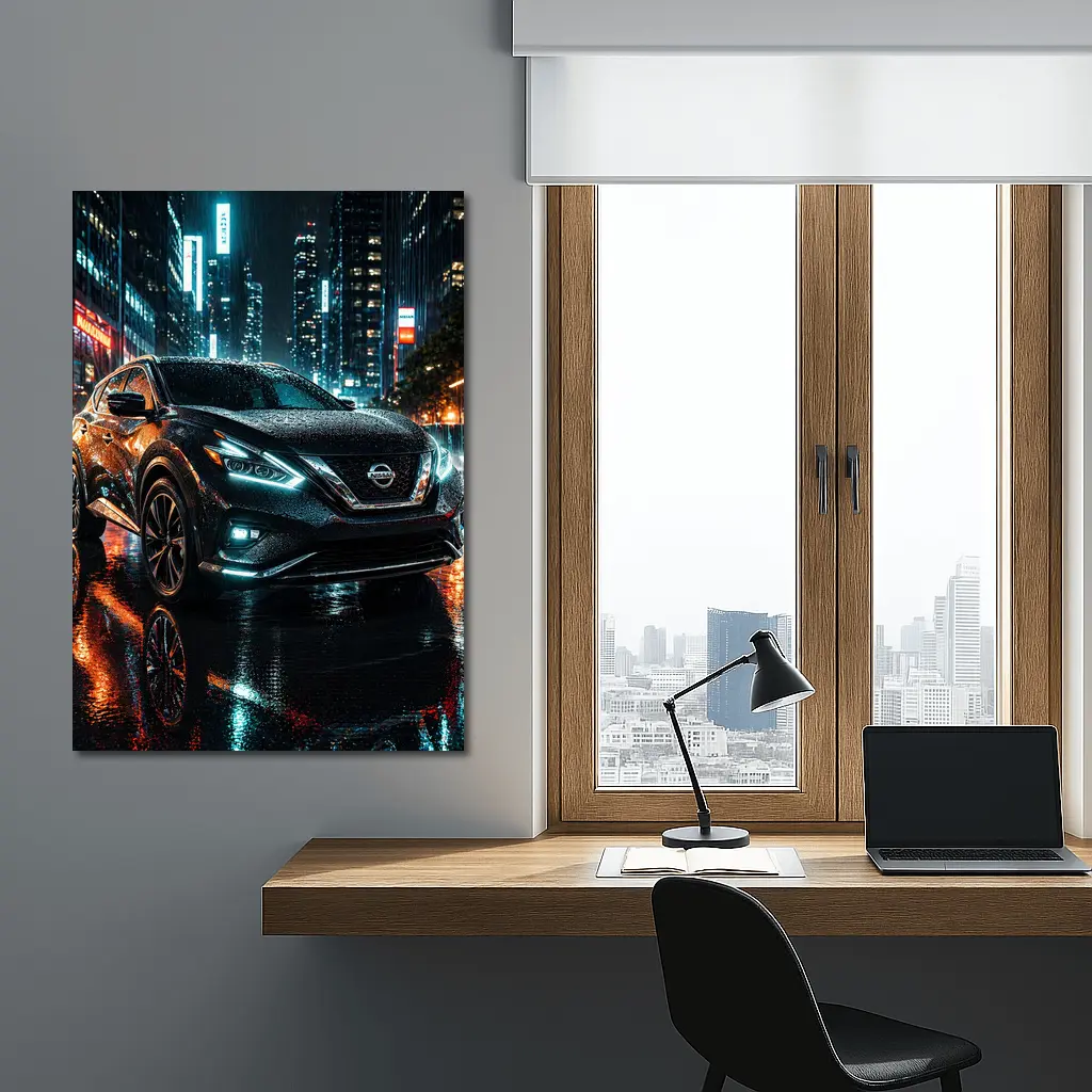 Nissan Murano Black Rainy City Night – Wall Art
