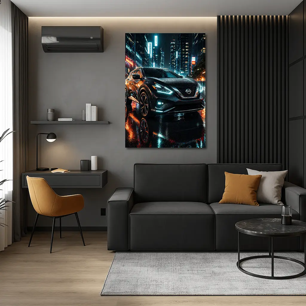 Nissan Murano Black Rainy City Night – Wall Art