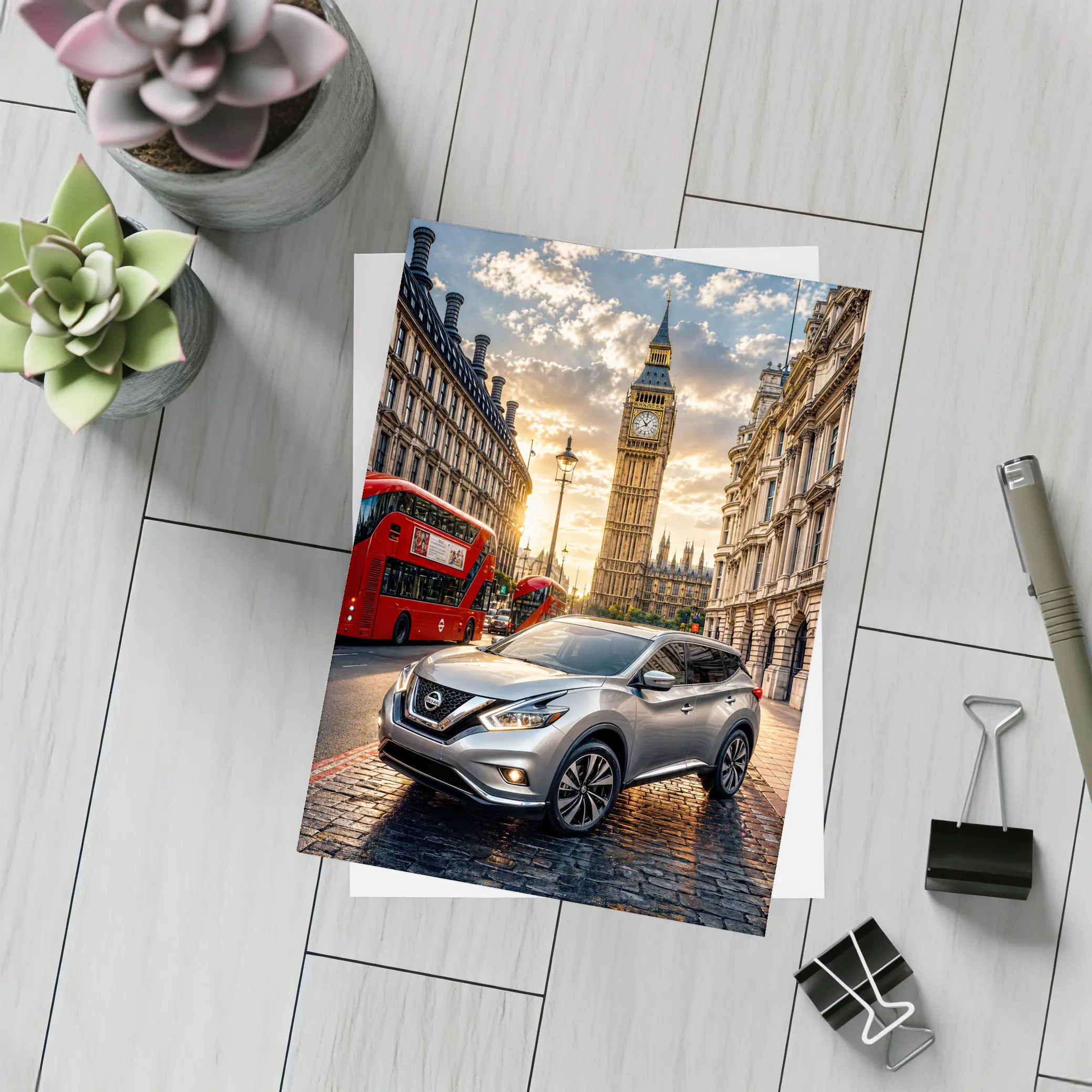 Nissan Murano Silver SUV London Big Ben – Postcards