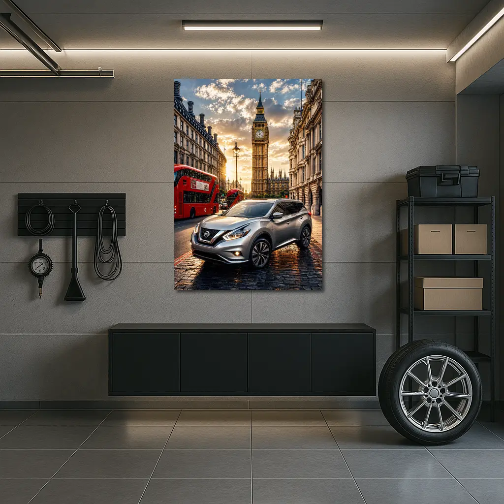 Nissan Murano Silver SUV London Big Ben – Wall Art