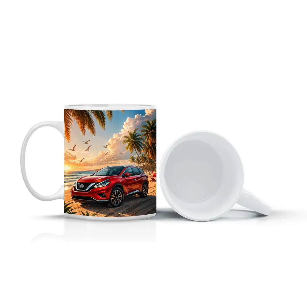 Nissan Murano Red SUV Beach Sunset – Mugs