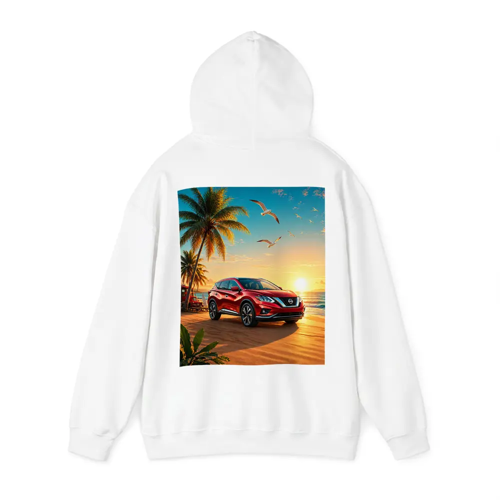 Nissan Murano Red SUV Tropical Beach Sunset – Hoodies