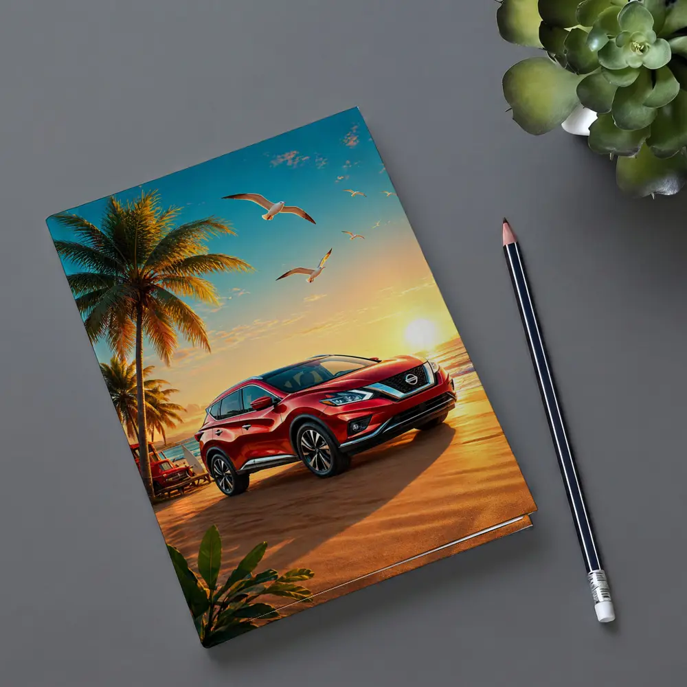 Nissan Murano Red SUV Tropical Beach Sunset – Notebooks
