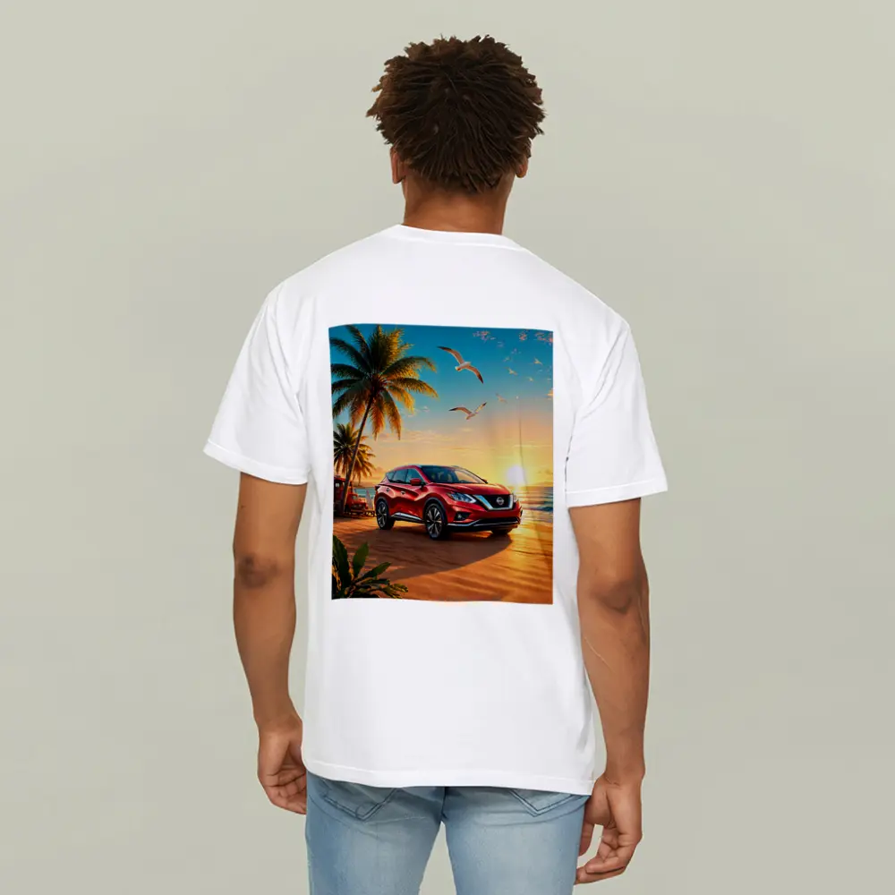 Nissan Murano Red SUV Tropical Beach Sunset – T-Shirts