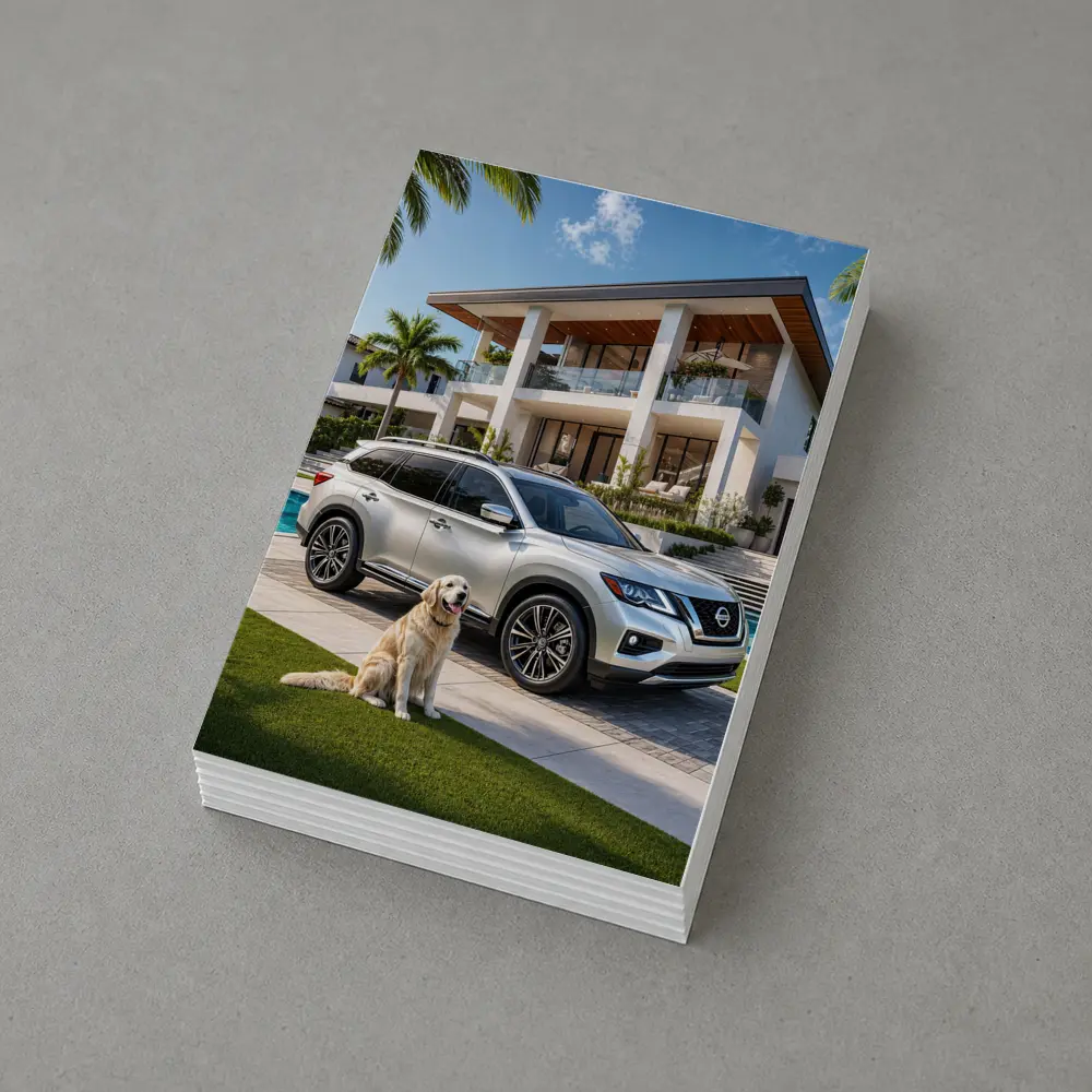 Nissan Pathfinder Golden Retriever Luxury Home – Postcards