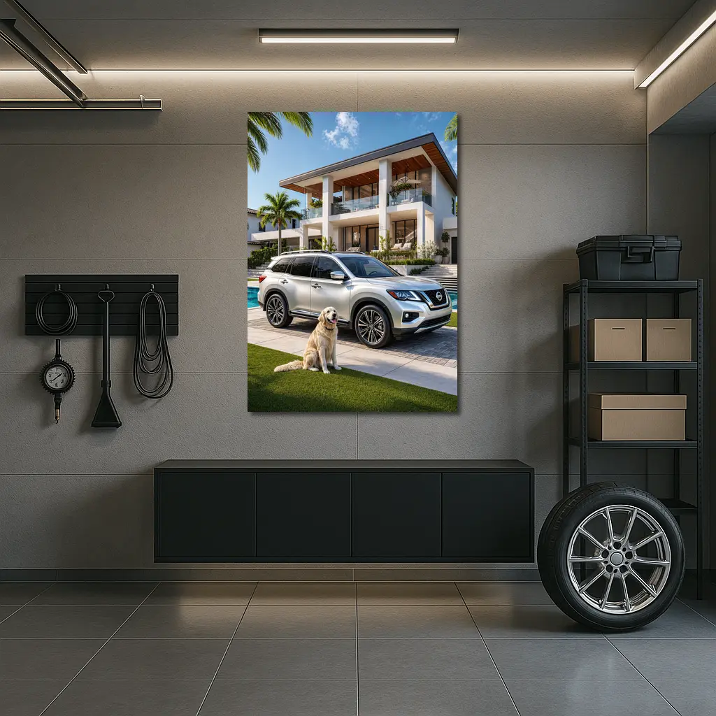 Nissan Pathfinder Golden Retriever Luxury Home – Wall Art