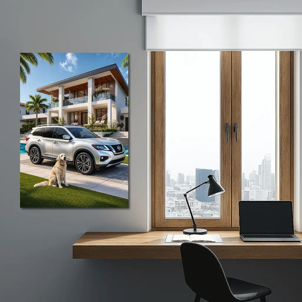 Nissan Pathfinder Golden Retriever Luxury Home – Wall Art