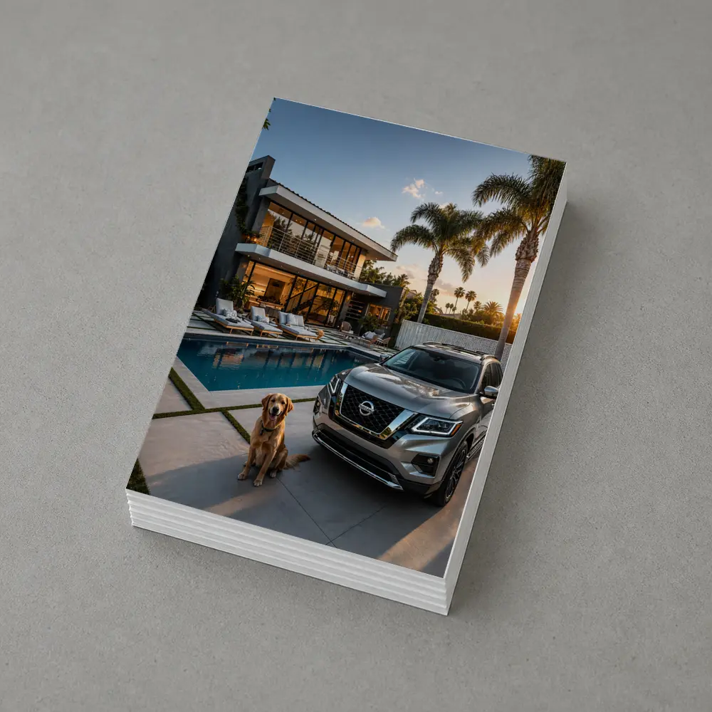 Nissan Pathfinder SUV Luxury Home Golden Retriever – Postcards