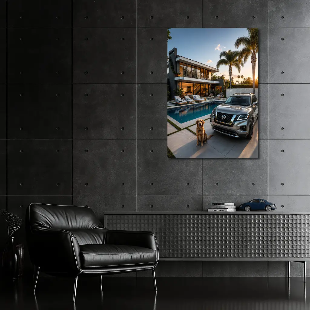 Nissan Pathfinder SUV Luxury Home Golden Retriever – Wall Art