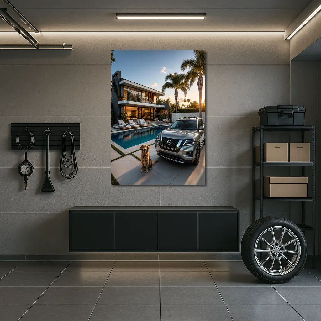 Nissan Pathfinder SUV Luxury Home Golden Retriever – Wall Art