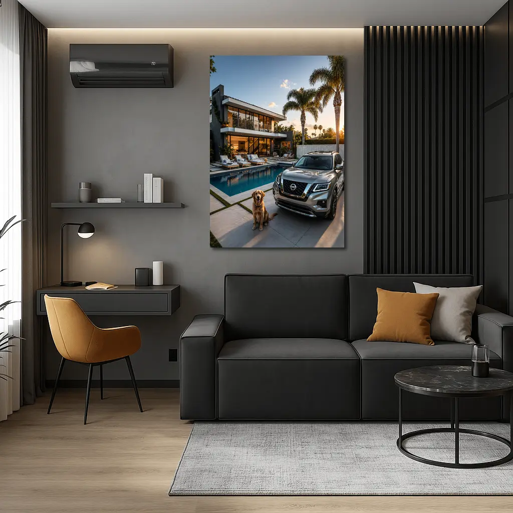 Nissan Pathfinder SUV Luxury Home Golden Retriever – Wall Art