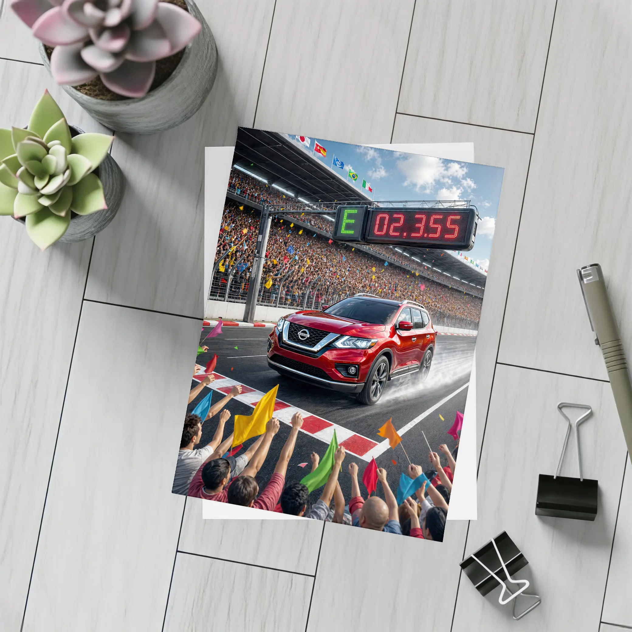 Nissan Pathfinder Racing Track Crowd Celebration – Postcards