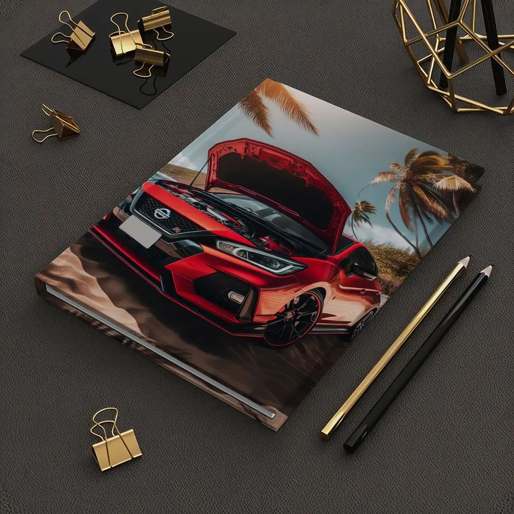 Nissan Sentra Red Sports Car Beach Setting – Notebooks