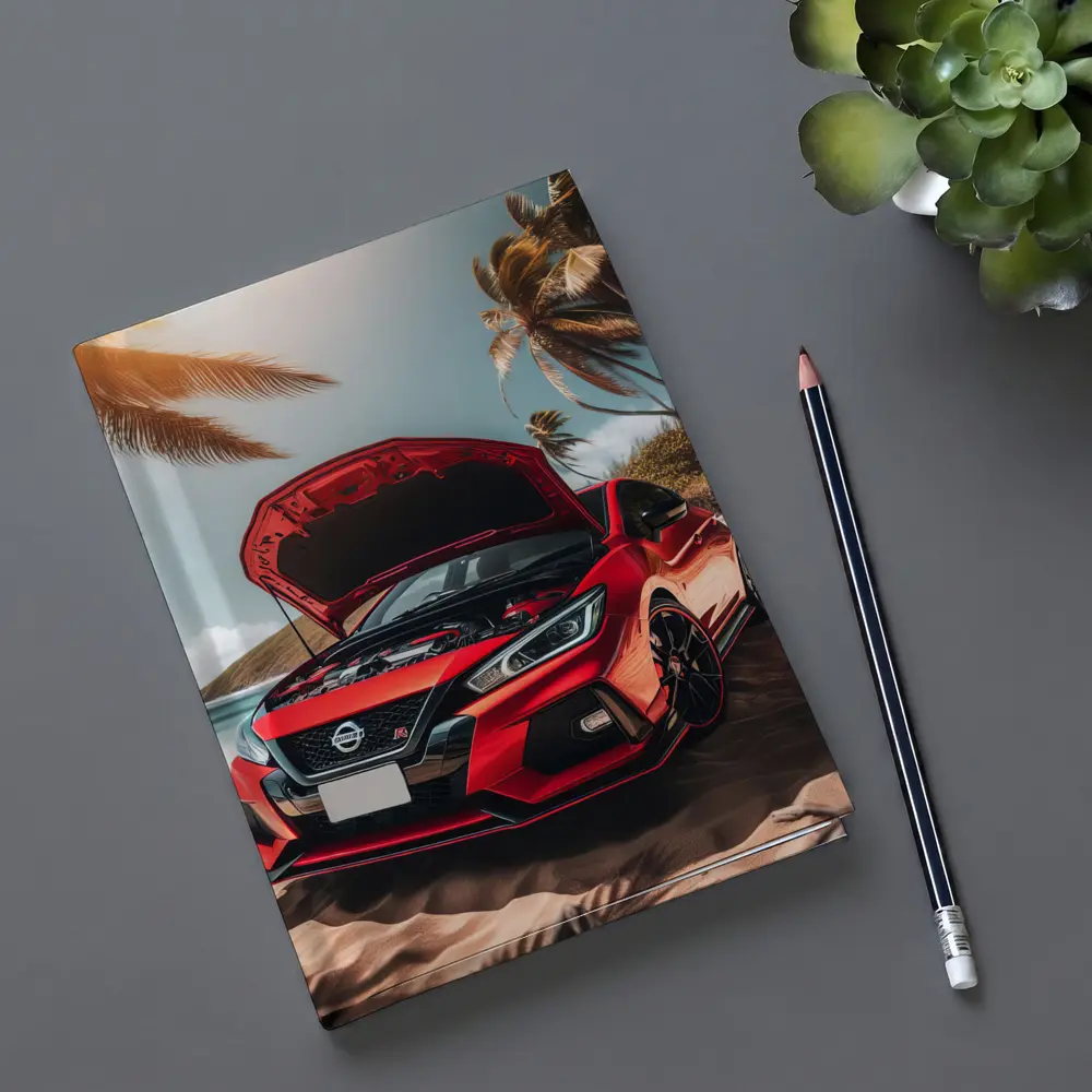 Nissan Sentra Red Sports Car Beach Setting – Notebooks