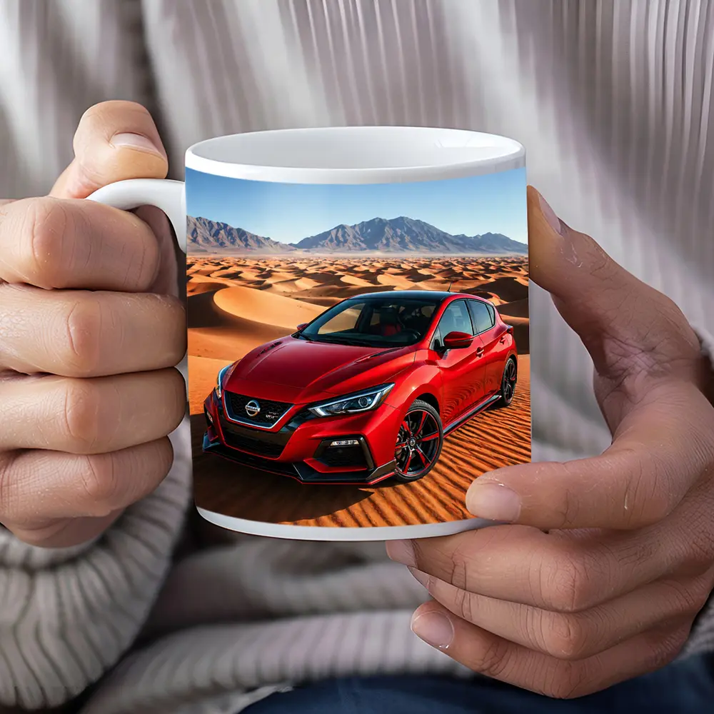 Nissan Sentra Red Hatchback Desert Dunes – Mugs