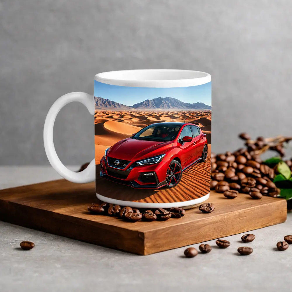 Nissan Sentra Red Hatchback Desert Dunes – Mugs