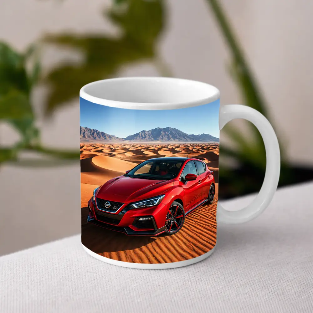 Nissan Sentra Red Hatchback Desert Dunes – Mugs