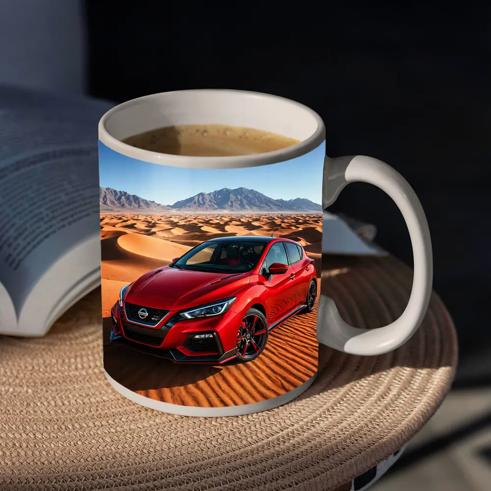 Nissan Sentra Red Hatchback Desert Dunes – Mugs