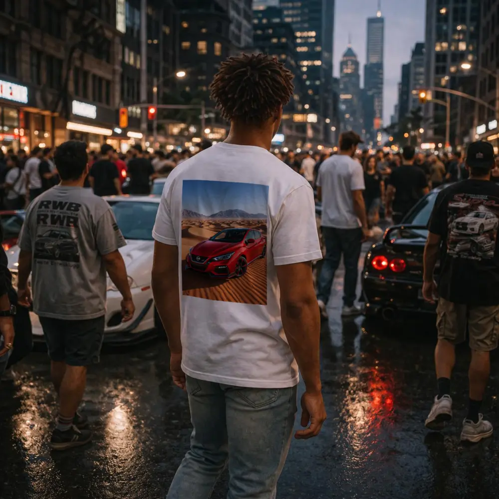 Nissan Sentra Red Hatchback Desert Dunes – T-Shirts