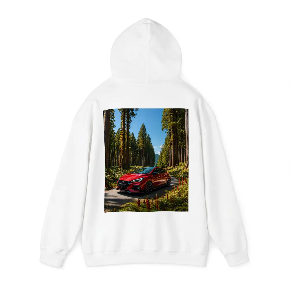 Nissan Pulsar Red Hatchback Forest Road – Hoodies