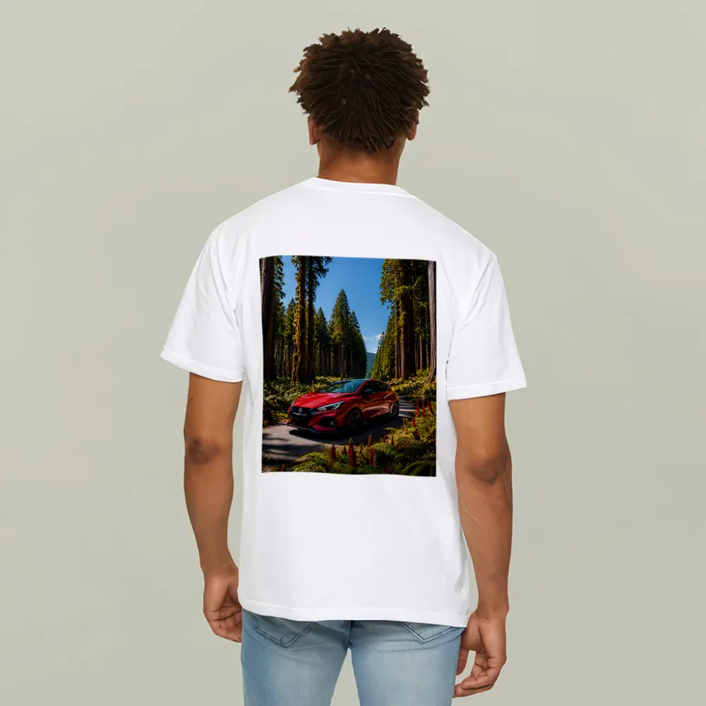 Nissan Pulsar Red Hatchback Forest Road – T-Shirts
