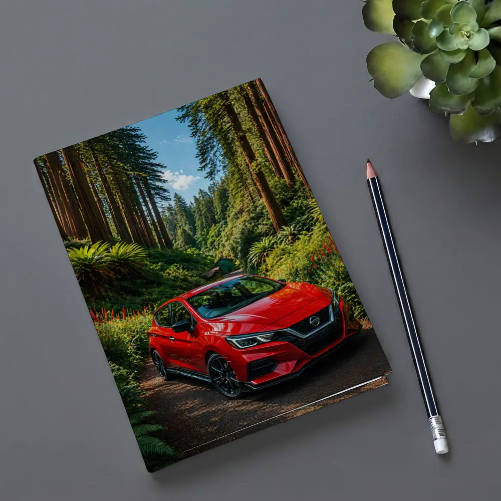 Nissan Versa Red Car Forest Setting – Notebooks