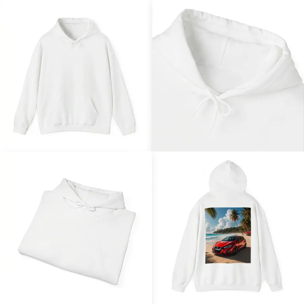 Nissan Versa Red Car Tropical Beach – Hoodies