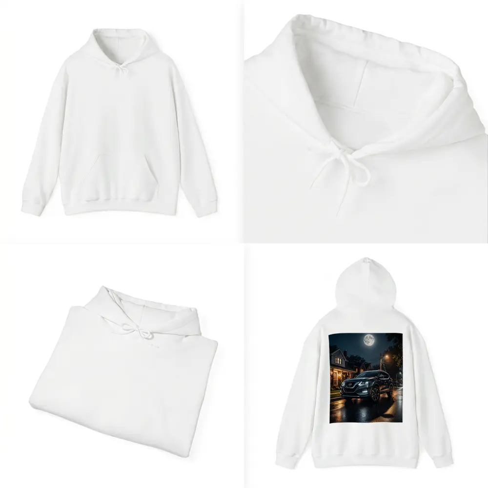 Nissan Rogue Parked On Moonlit Suburban Street – Hoodies