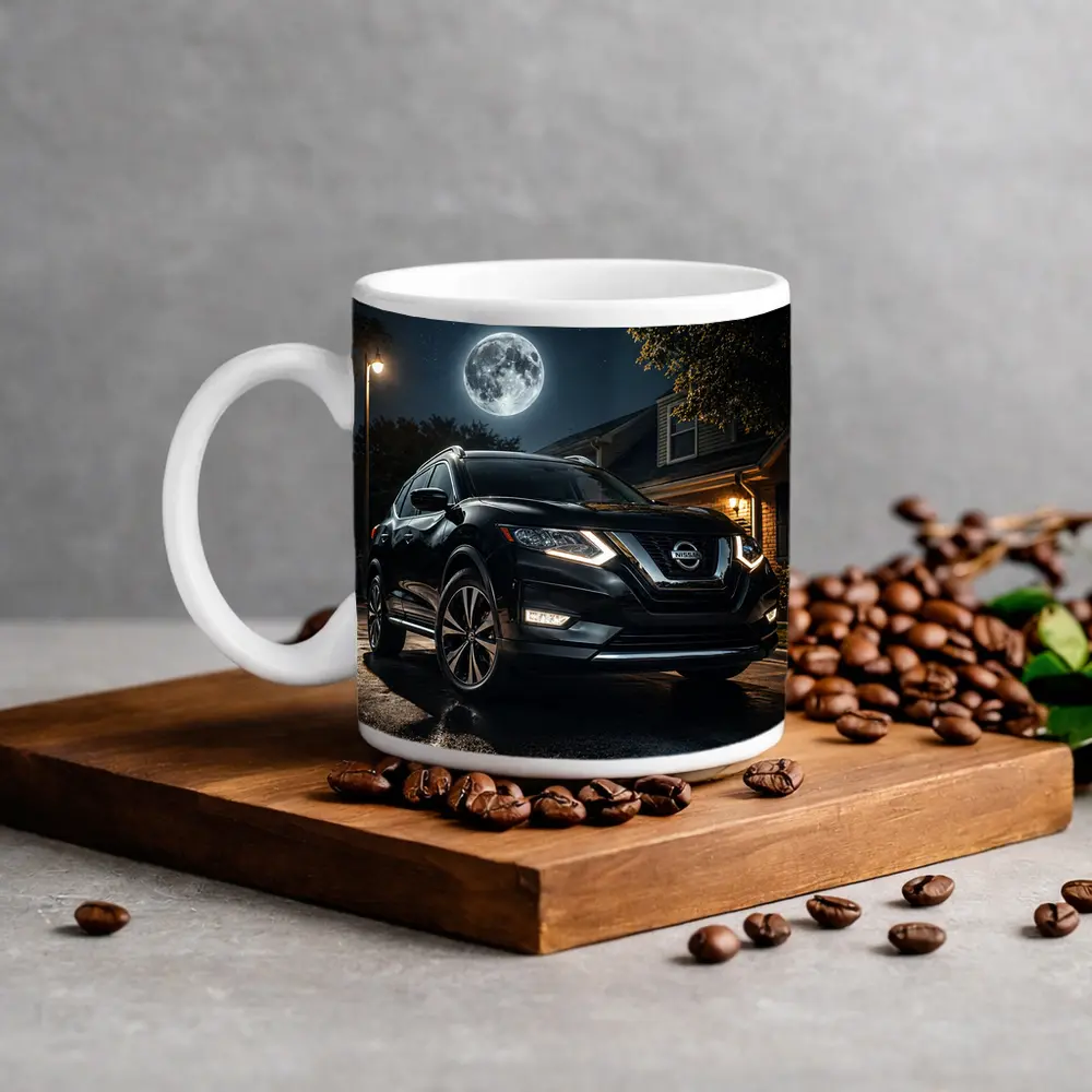 Nissan Rogue Black SUV Moonlit Night – Mugs