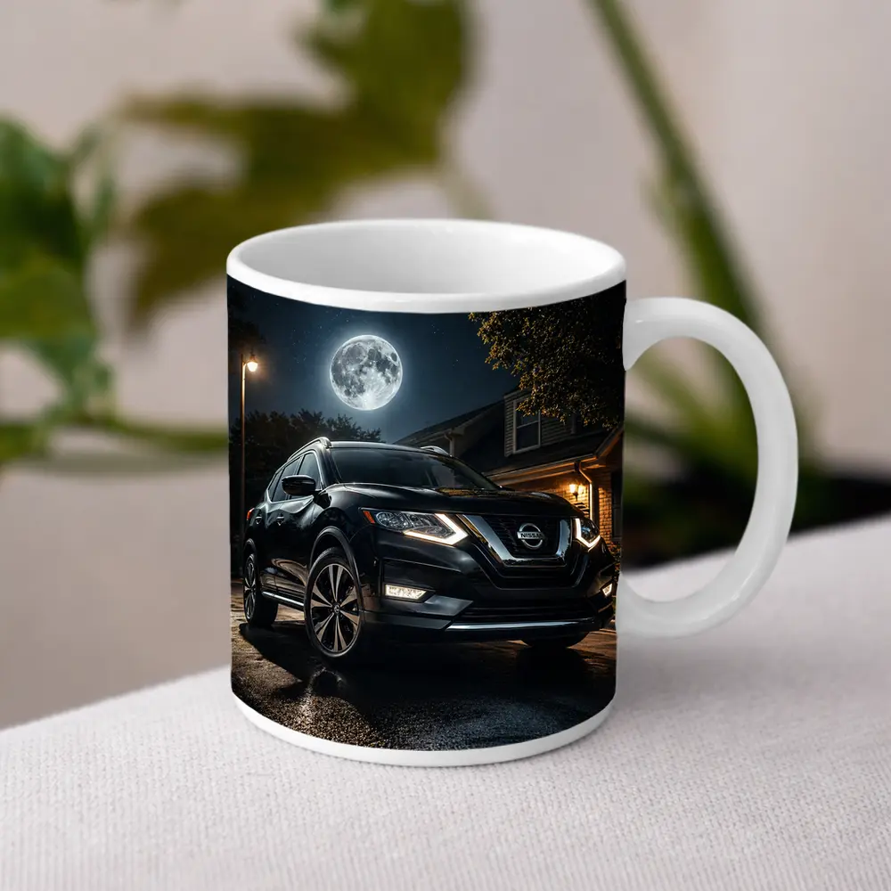 Nissan Rogue Black SUV Moonlit Night – Mugs