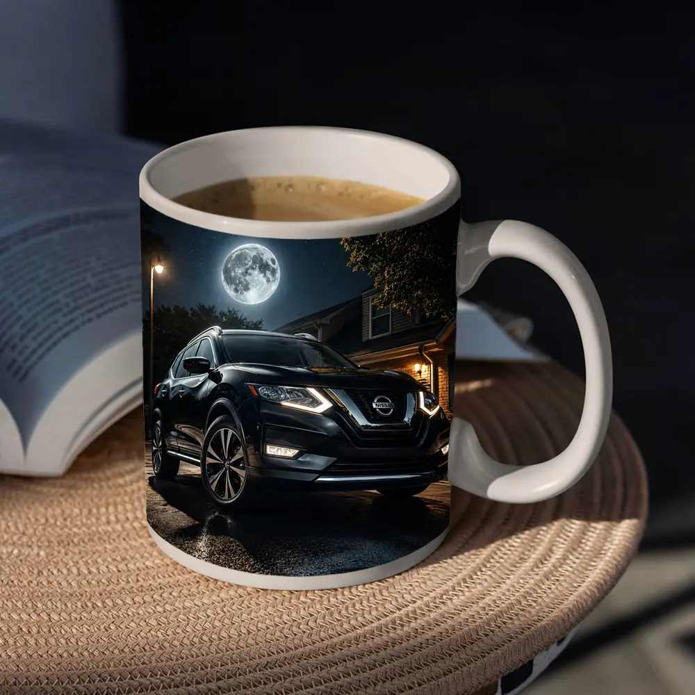 Nissan Rogue Black SUV Moonlit Night – Mugs