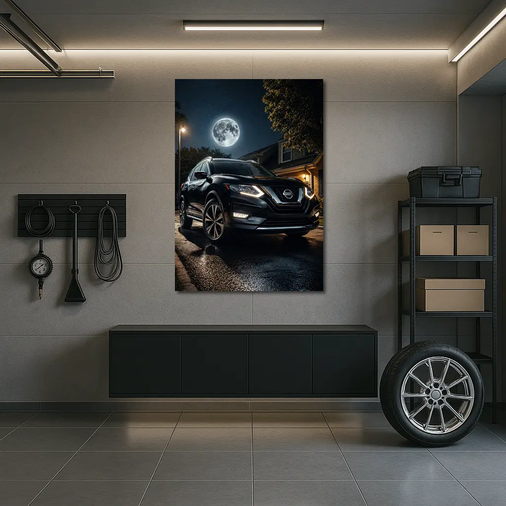 Nissan Rogue Black SUV Moonlit Night – Wall Art
