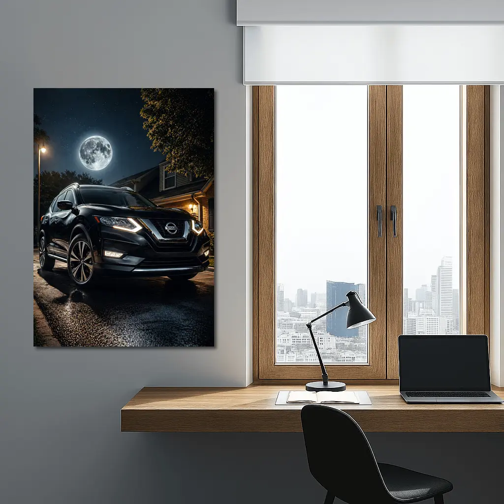 Nissan Rogue Black SUV Moonlit Night – Wall Art