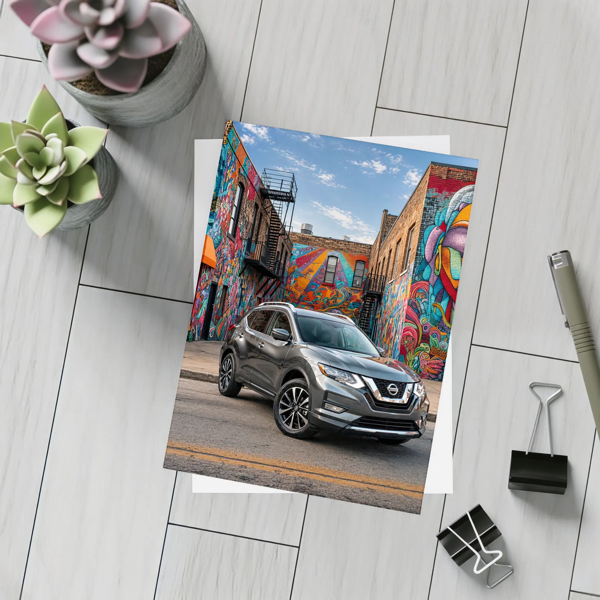 Nissan Rogue SUV Urban Graffiti Street – Postcards
