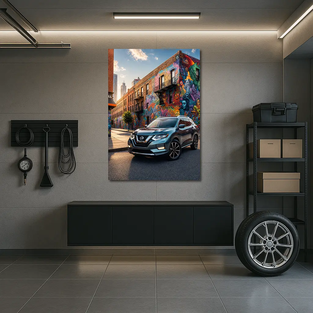 Nissan Rogue SUV Urban Graffiti Street Scene – Wall Art