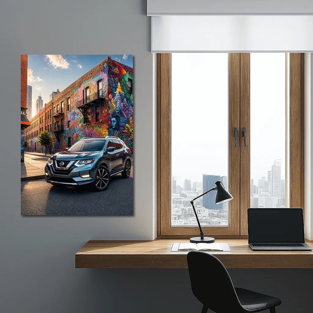 Nissan Rogue SUV Urban Graffiti Street Scene – Wall Art
