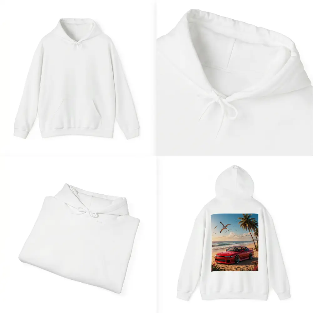 Nissan Silvia Red Car Beach Palm Trees – Hoodies