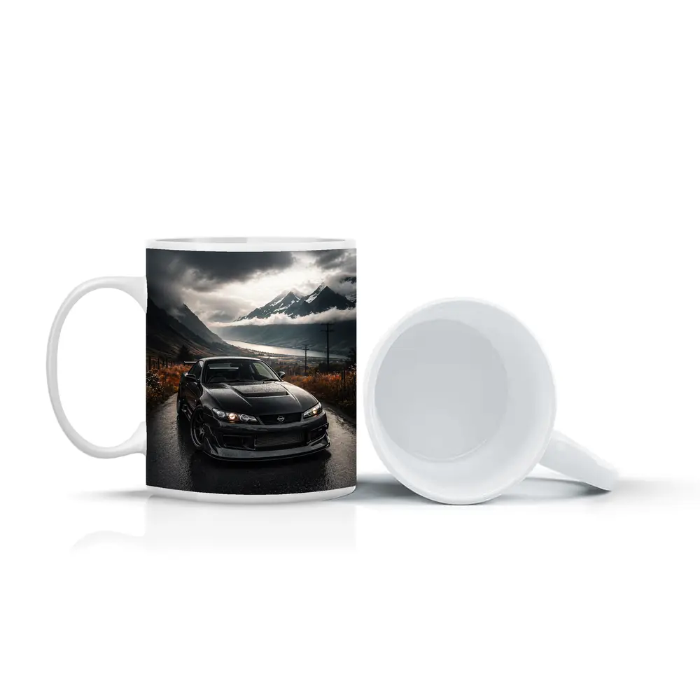 Nissan Silvia Black Car Moody Mountain Road – Mugs