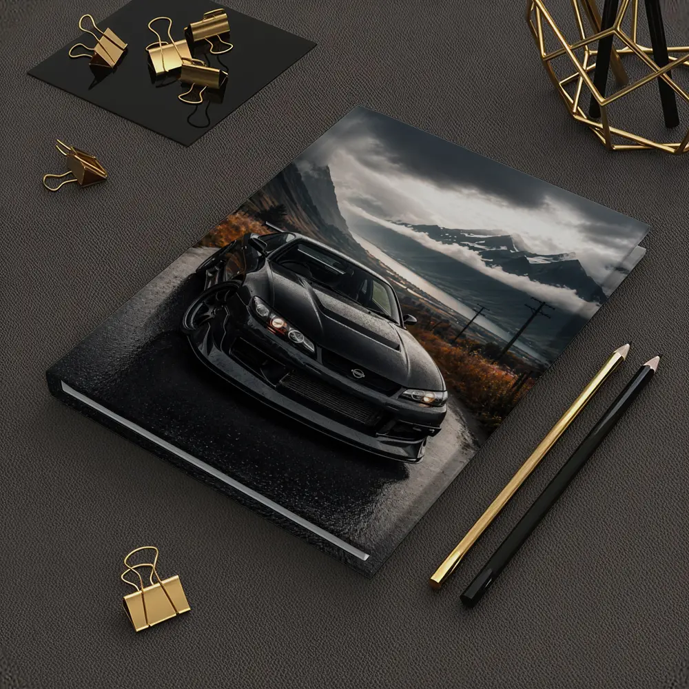 Nissan Silvia Black Car Moody Mountain Road – Notebooks