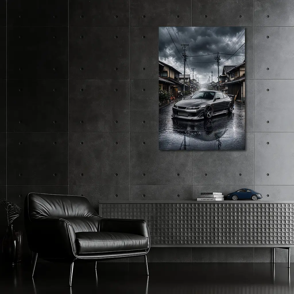 Nissan Silvia S15 Rainy Japanese Street – Wall Art