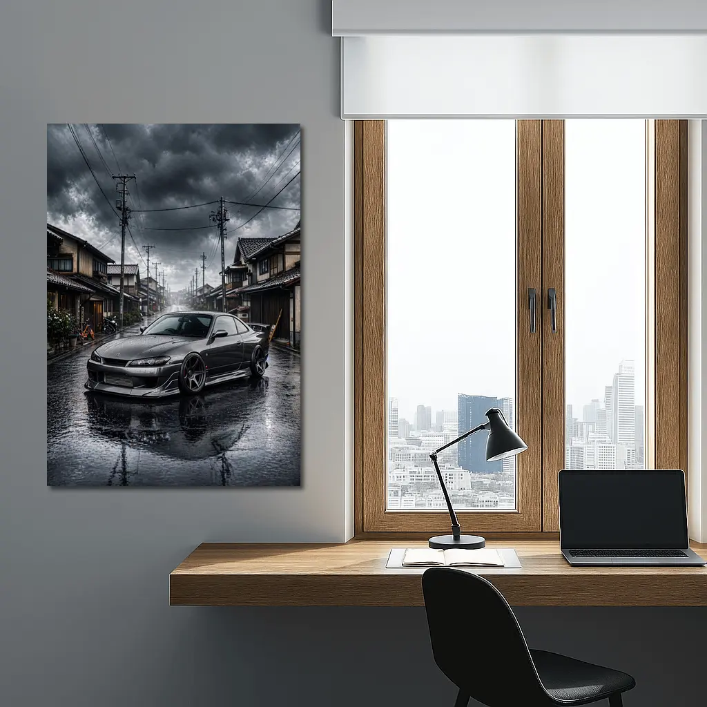 Nissan Silvia S15 Rainy Japanese Street – Wall Art