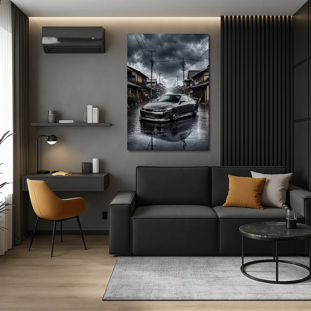 Nissan Silvia S15 Rainy Japanese Street – Wall Art